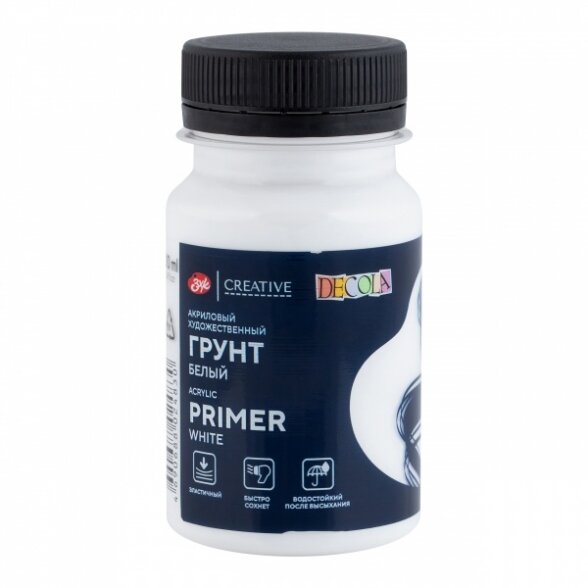Artists' Acrylic primer White " Decola " in plastic jars 100 ml