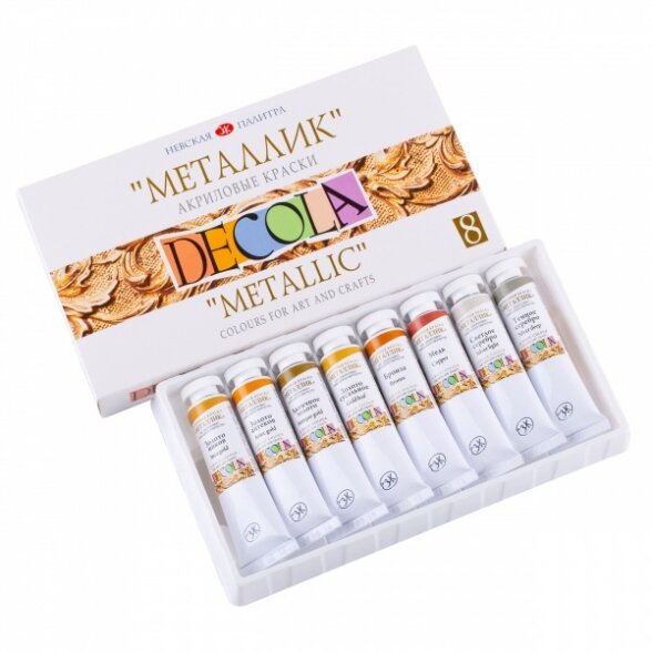 Acrylic colours set "metallic" Decola 8 colours in 18 ml tubes, cardboard box 1