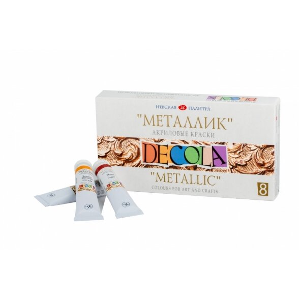 Acrylic colours set "metallic" Decola 8 colours in 18 ml tubes, cardboard box