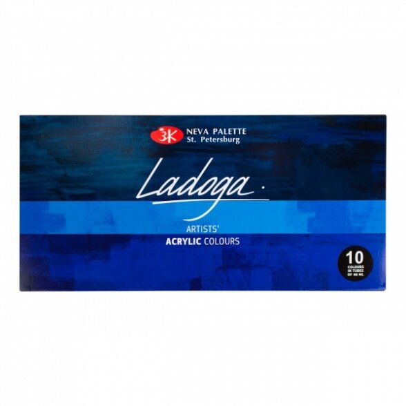 Acrylic artists' colours set "Ladoga" 10 colours in 46 ml tubes, cardboard box