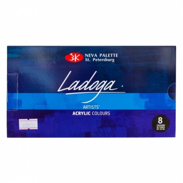 Acrylic artists' colours set "Ladoga" 8 colours in 18 ml tubes, cardboard box