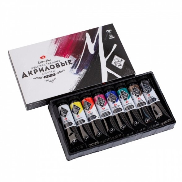 Acrylic artists' colours set "Master-Class" 8 colours in 18 ml tubes, cardboard box 1