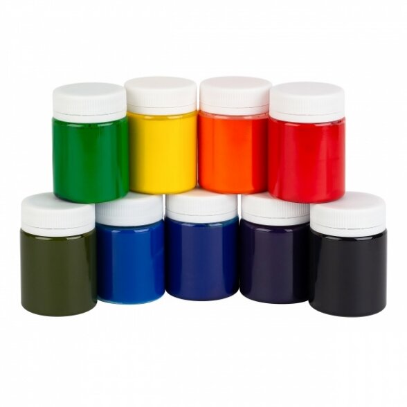 Acrylic colours set for silk "batik" Decola 9 colours in 50 ml jars, cardboard box 2