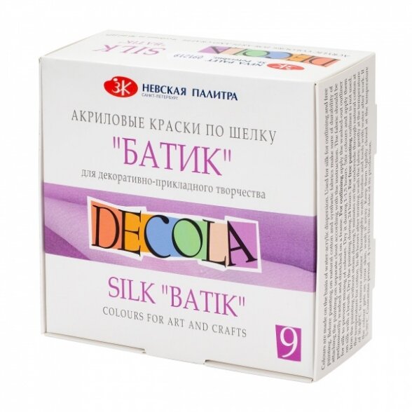 Akrilinių dažų rinkinys šilkui Decola Batik 9x50 ml 1 Akrilinių dažų rinkinys šilkui Decola Batik 9x50 ml 1