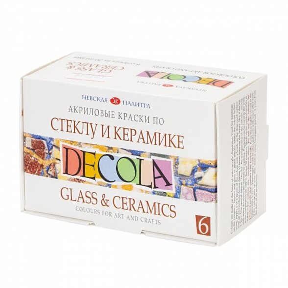 Akrilinių dažų rinkinys stiklui ir keramikai Decola 6x20 ml 1 Akrilinių dažų rinkinys stiklui ir keramikai Decola 6x20 ml 1