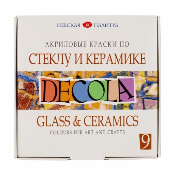 Akrilinių dažų rinkinys stiklui ir keramikai Decola 9x20 ml Akrilinių dažų rinkinys stiklui ir keramikai Decola 9x20 ml