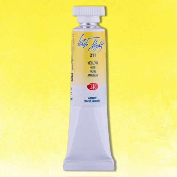 Akvarelė tūtelėje White Nights 10 ml Nr.211 geltonos spalvos Akvarelė tūtelėje White Nights 10 ml Nr.211 geltonos spalvos