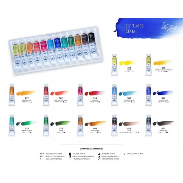 Akvarelės rinkinys White Nights  12x10 ml plastikas/kartonas 1