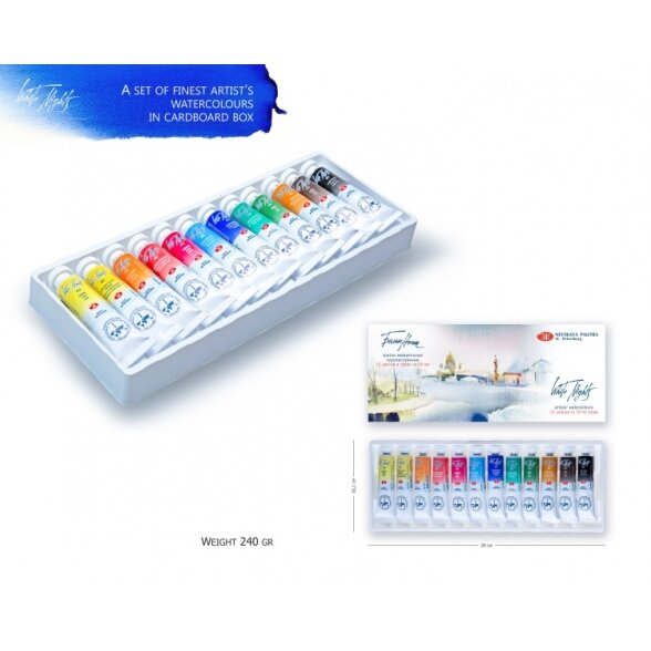 Akvarelės rinkinys White Nights 12x10 ml plastikas/kartonas 2 Akvarelės rinkinys White Nights 12x10 ml plastikas/kartonas 2