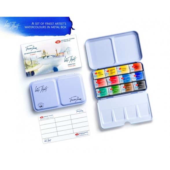 Akvarelės rinkinys White Nights 12x2,5 ml metalinėje dėžutėje 2