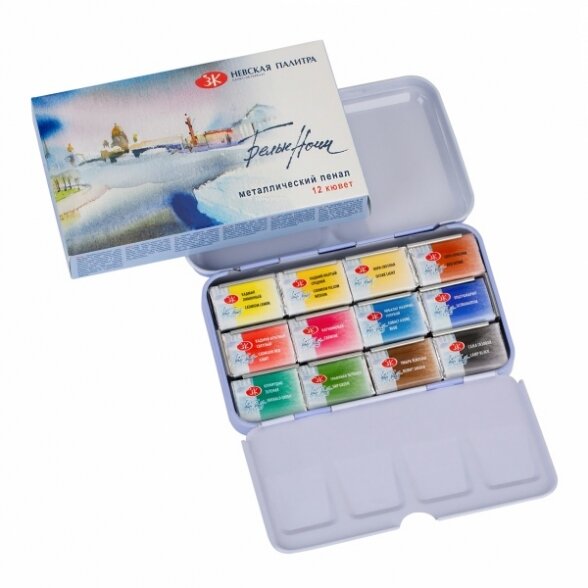 Akvarelės rinkinys White Nights 12x2,5 ml metalinėje dėžutėje 1 Akvarelės rinkinys White Nights 12x2,5 ml metalinėje dėžutėje 1