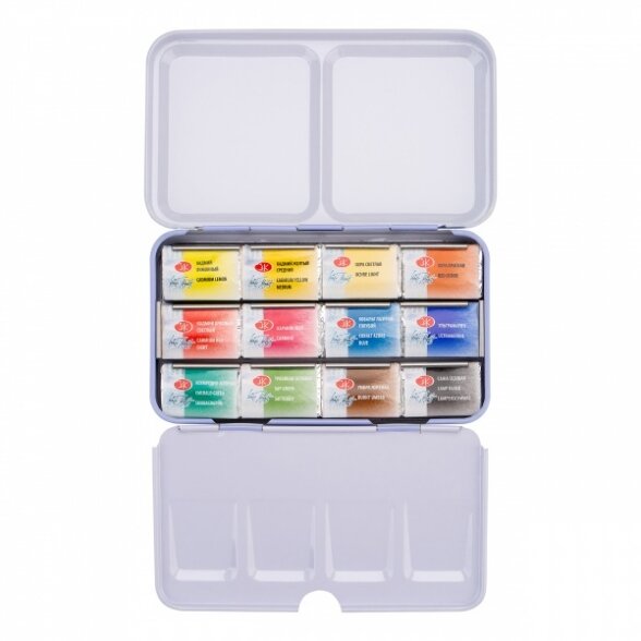 Artists' watercolours set "White Nights" 12x2,5 ml pans, metal box