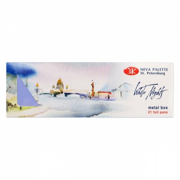 Artists' watercolours set "White Nights" 21x2,5 ml pans, metal box 1