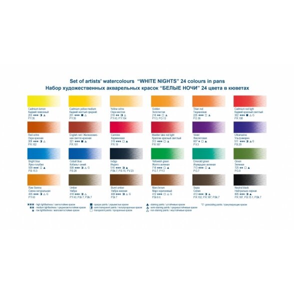 Artists' watercolours set "White Nights" 24 pans, plastic box 2