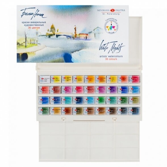 Artists' watercolours set "White Nights" 36 pans, plastic box, palette 1