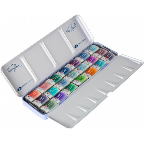 Artists' watercolours set White Nights 21x2.5 ml pans metal box 3