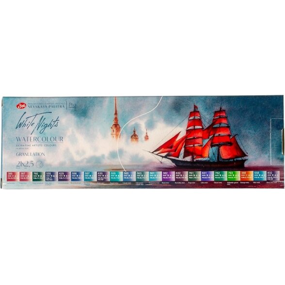 Artists' watercolours set White Nights 21x2.5 ml pans metal box