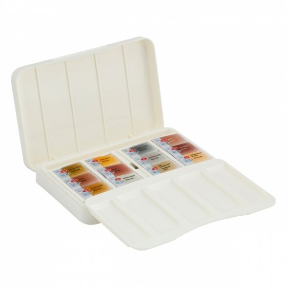 Artists' watercolours set White Nights 12 pans Metallic and Pastel colours plastic box 2
