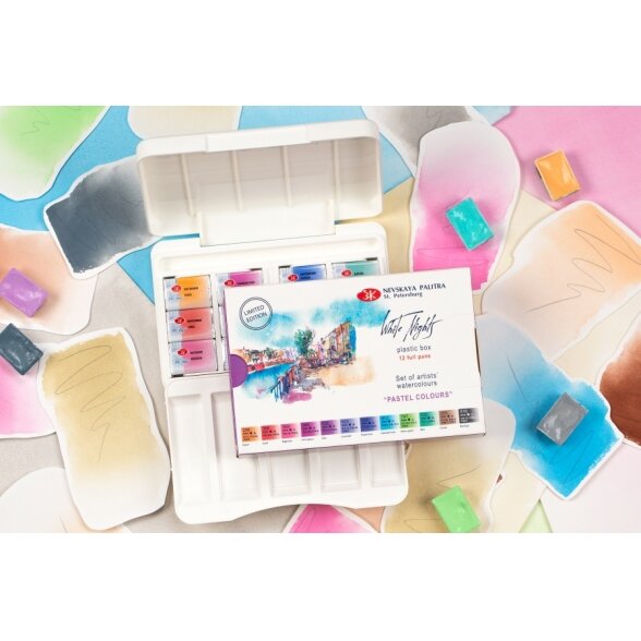 Akvarelės rinkinys White Nights pastelinės spalvos 12x2,5 ml kiuvetės plastikinėje dėžutėje 3