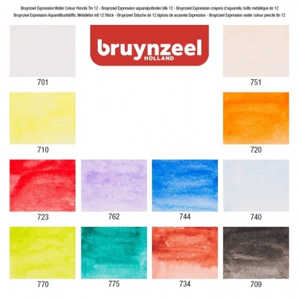 Карандаши акварельные в наборе Bruynzeel Expression 12 цветов в металлической коробке 3