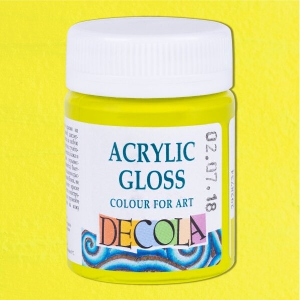Acrylic Gloss Colours Decola in Plastic Jar 50 ml — 734 Lime Acrylic Gloss Colours Decola in Plastic Jar 50 ml — 734 Lime
