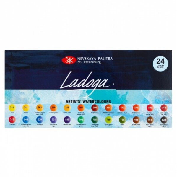 Akvarelės rinkinys Ladoga 24 spalvos po 2,5 ml Akvarelės rinkinys Ladoga 24 spalvos po 2,5 ml
