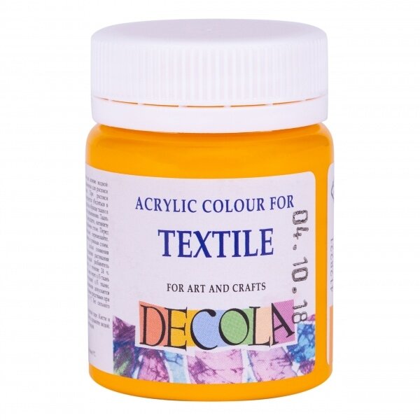 Akriliniai dažai audiniams Decola 50 ml Nr.221 tamsiai geltonos spalvos
