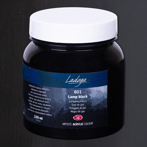 Ladoga Acrylic Paint 220 ml Jar — 801 Lamp Black Ladoga Acrylic Paint 220 ml Jar — 801 Lamp Black