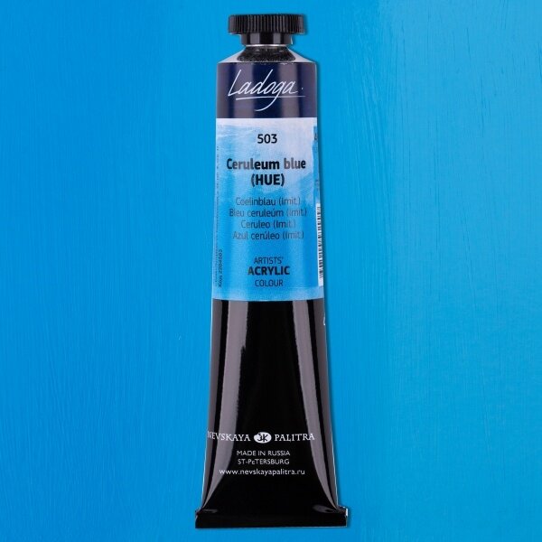 Akriliniai dažai dailei Ladoga 46 ml Nr.503 ceruleumas mėlynas