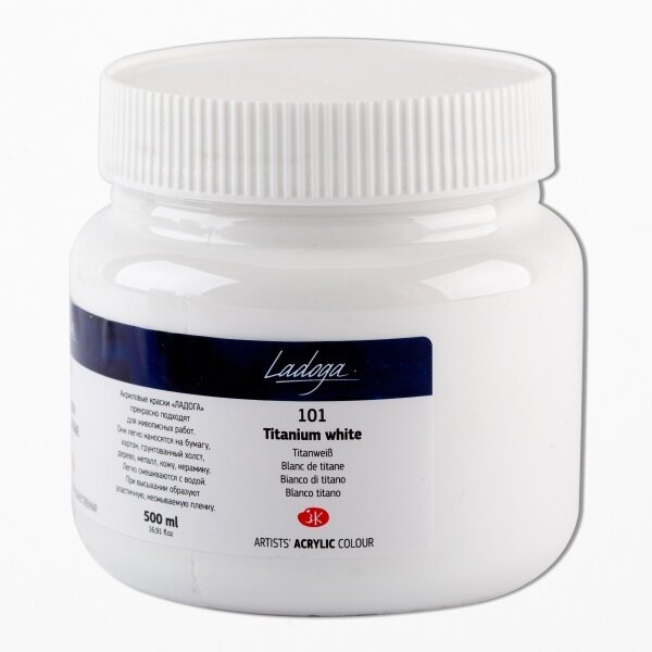 Ladoga Acrylic Paint 500 ml Jar — 101 Titanium White