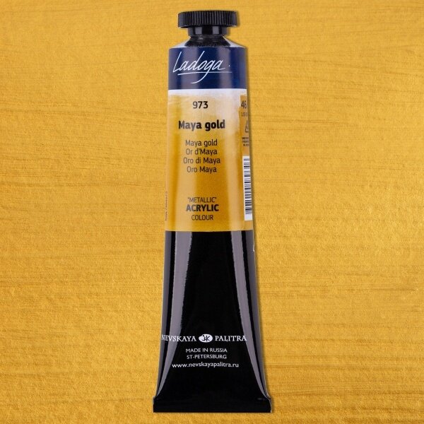 Akriliniai dažai dailei Ladoga Metallic 46 ml Nr.973 majų auksas Akriliniai dažai dailei Ladoga Metallic 46 ml Nr.973 majų auksas