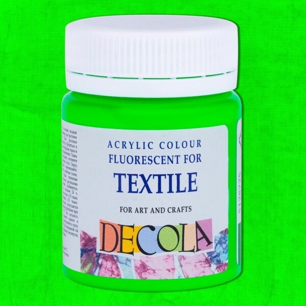 Akriliniai fluorescenciniai dažai audiniams Decola 50 ml Nr.725 žalios spalvos Akriliniai fluorescenciniai dažai audiniams Decola 50 ml Nr.725 žalios spalvos