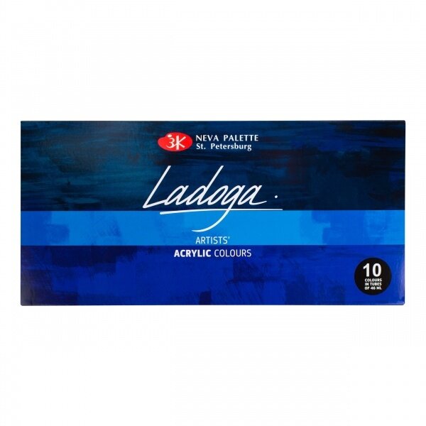 Acrylic artists' colours set "Ladoga" 10 colours in 46 ml tubes, cardboard box