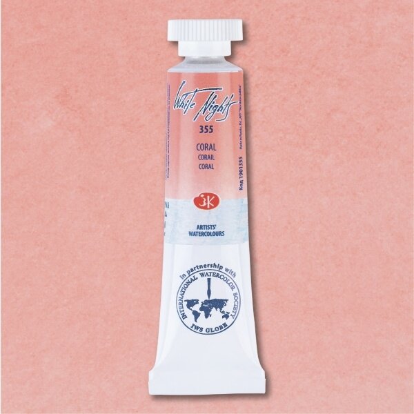 Akvarelė tūtelėje White Nights 10 ml Nr.355 koralo spalvos