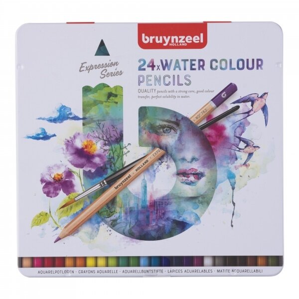 Akvarelinių pieštukų rinkinys Bruynzeel Expression 24 spalvos metalinėje dėžutėje