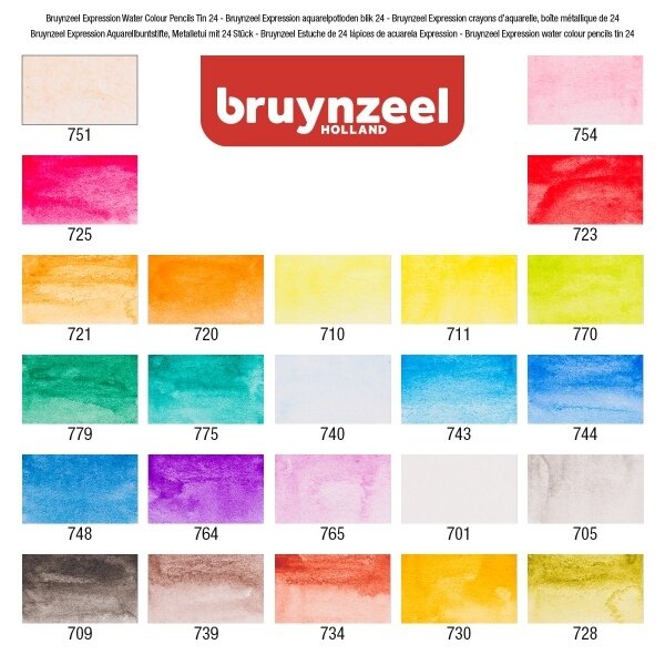 Akvarelinių pieštukų rinkinys Bruynzeel Expression 24 spalvos metalinėje dėžutėje 2 Akvarelinių pieštukų rinkinys Bruynzeel Expression 24 spalvos metalinėje dėžutėje 2