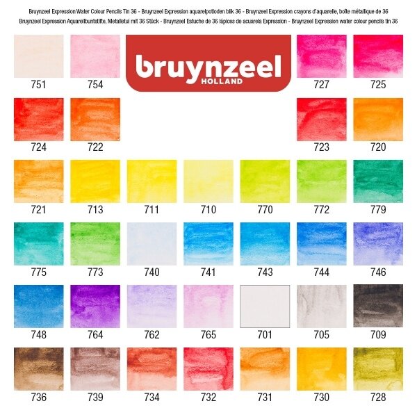 Akvarelinių pieštukų rinkinys Bruynzeel Expression 36 spalvų metalinėje dėžutėje 2 Akvarelinių pieštukų rinkinys Bruynzeel Expression 36 spalvų metalinėje dėžutėje 2