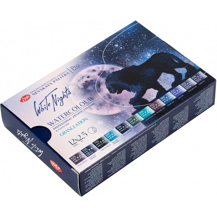 Akvarelės rinkinys White Nights Granuliation 12 x 2,5 ml kiuvetės plastikinėjė dėžutėje 1 Akvarelės rinkinys White Nights Granuliation 12 x 2,5 ml kiuvetės plastikinėjė dėžutėje 1