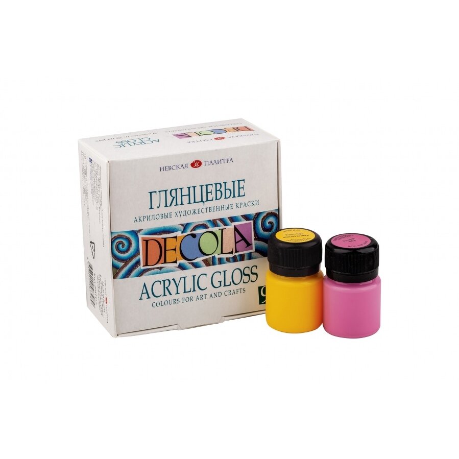 Acrylic gloss colours set Decola 9 colours in 20 ml jars, cardboard box 1 Acrylic gloss colours set Decola 9 colours in 20 ml jars, cardboard box 1
