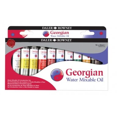 Aliejinių dažų skiedžiamų vandeniu rinkinys Daler-Rowney Georgian, 10 spalvų po 20 ml