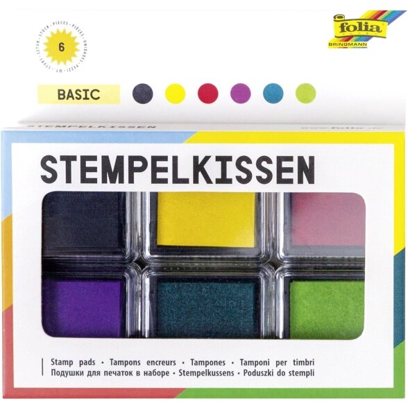 Ink pads BASIC, 6 pieces in assorted colours