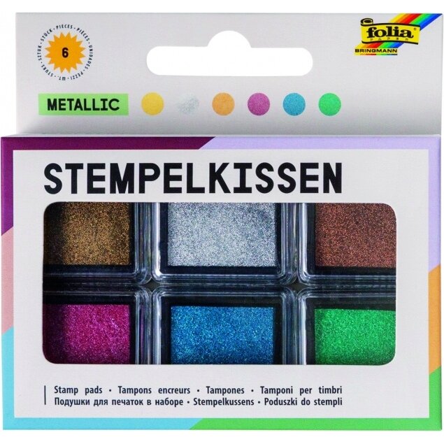 Ink pads METALLIC, 6 pieces in assorted colours