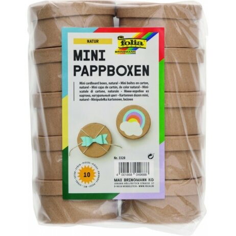 Set of 10 Boxes Mini, ROUND, 8x4cm, natural