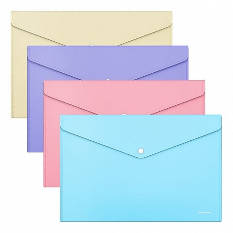 Папка-конверт на кнопке пластиковая ErichKrause® Glossy Pastel A4, непрозрачный, ассорти Папка-конверт на кнопке пластиковая ErichKrause® Glossy Pastel A4, непрозрачный, ассорти