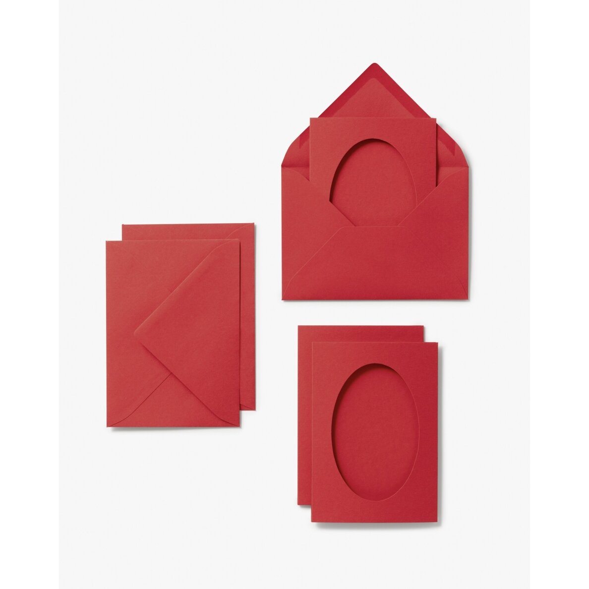 Заготовки открыток с конвертами Folia Oval 220 г/м², 10,5x15 cм, 5 штук , hot red 2