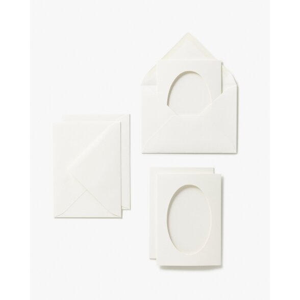Заготовки открыток с конвертами Folia Oval 220 г/м², 10,5x15 cм, 5 штук, white 2