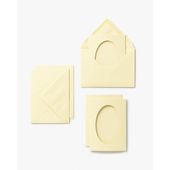 Passepartouts OVAL CUT 220g/m², 10,5x15cm, 5 cards&envelopes, straw yellow 2