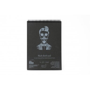 Черный блокнот для эскизов Authentic SMLT, формат A4, 30 листов, 165 г/м², твердая обложка с пружиной Черный блокнот для эскизов Authentic SMLT, формат A4, 30 листов, 165 г/м², твердая обложка с пружиной