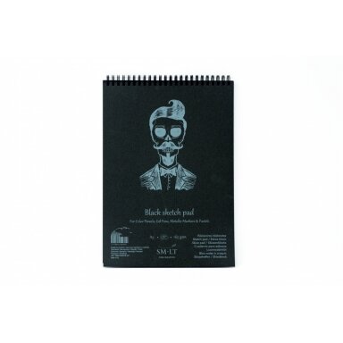 Черный блокнот для эскизов Authentic SMLT, формат A5, 20 листов, 165 г/м², твердая обложка с пружиной Черный блокнот для эскизов Authentic SMLT, формат A5, 20 листов, 165 г/м², твердая обложка с пружиной