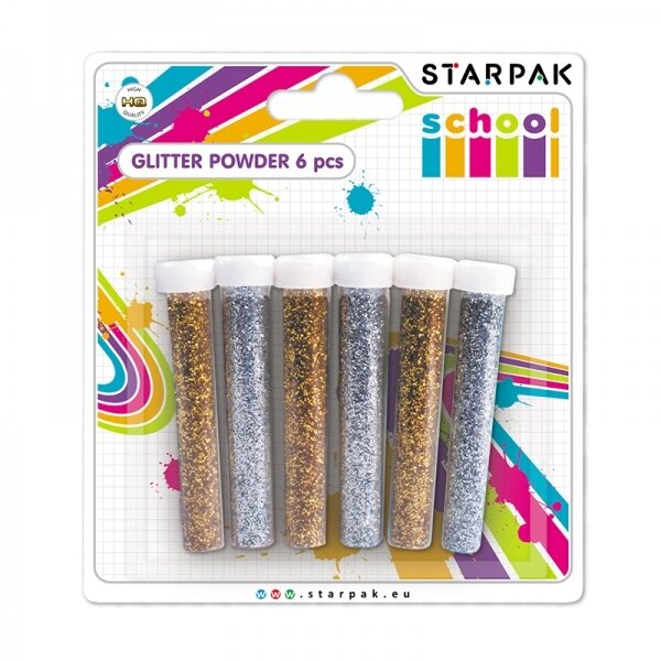 Блестки рассыпные Starpak 6 шт. по 4 г, золотые и серебряные